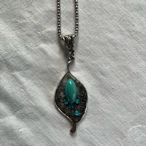 Handcrafted Turquoise Blue Topaz Filigree Pendant Necklace
